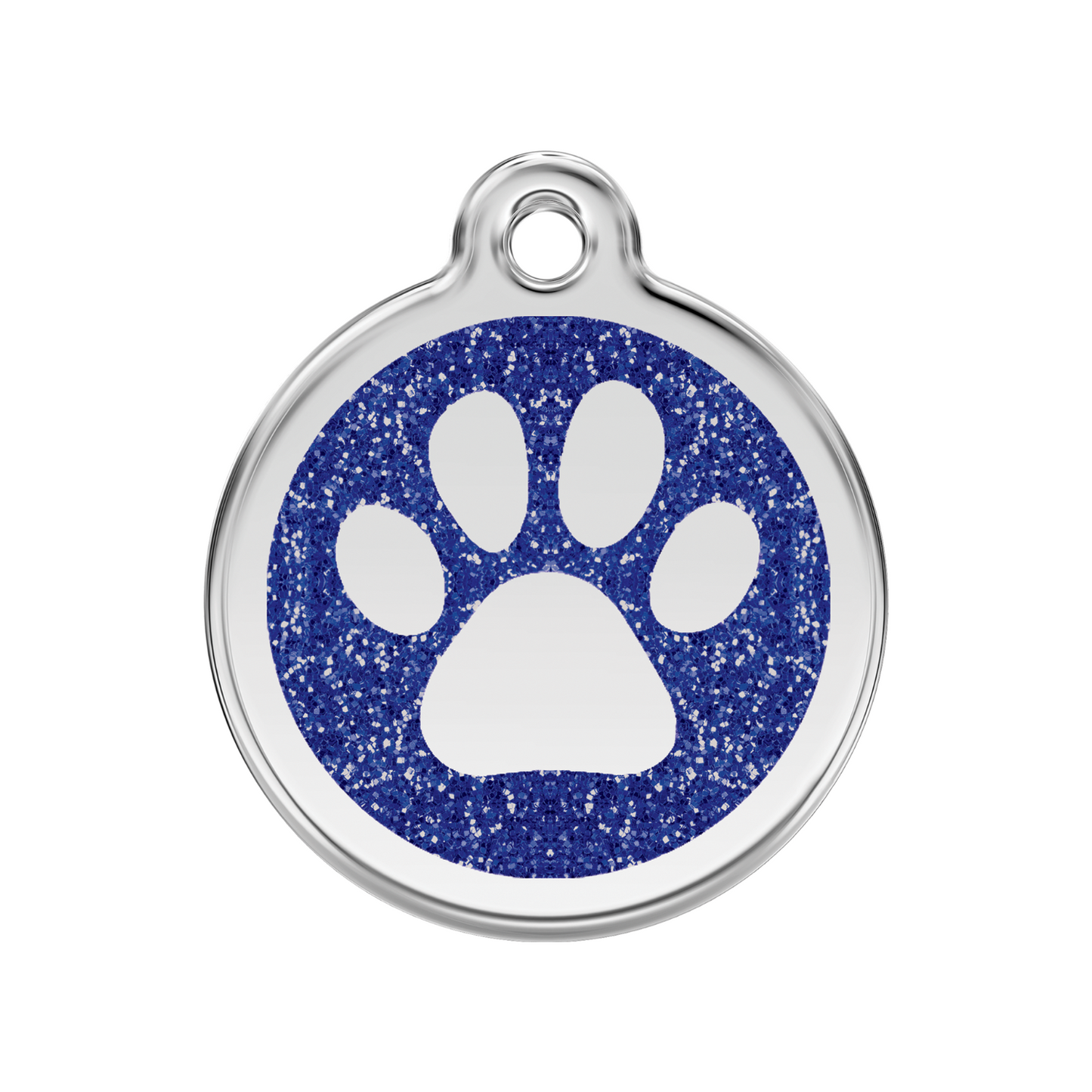 medaille identification chien paillettes patte bleu fonce