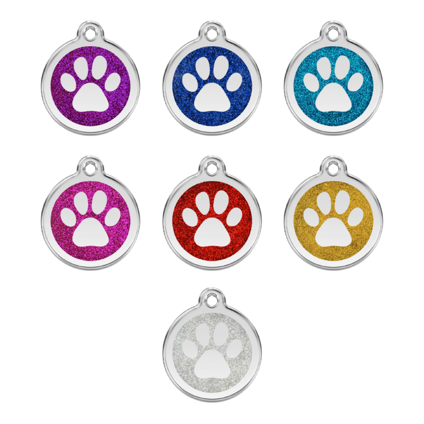 medaille identification chien paillettes patte toutes couleurs