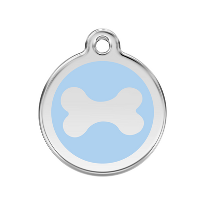 medaille identification chien bleu clair os