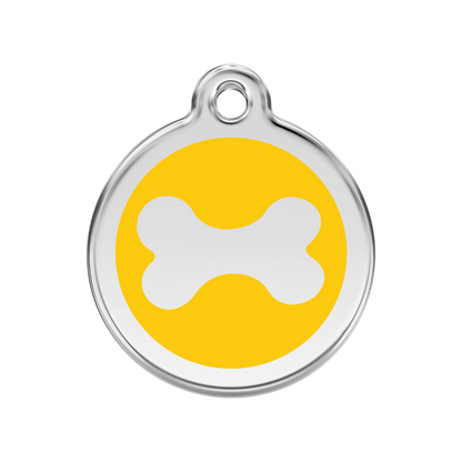 medaille identification chien jaune os