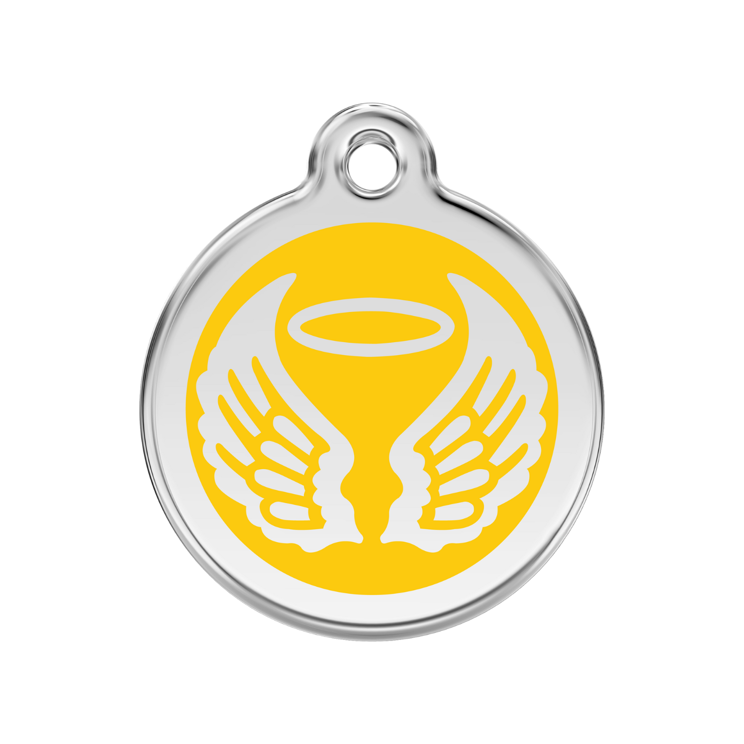 medaille identification chien jaune