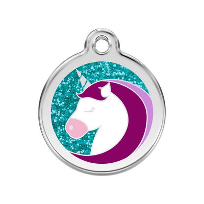medaille identification chien licorne paillettes