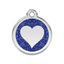 medaille identification chien paillettes bleu coeur
