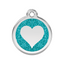 medaille identification chien paillettes bleu turquoise coeur