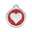 medaille identification chien paillettes rouge coeur