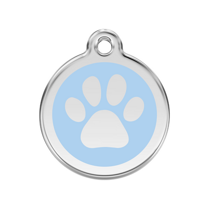 medaille identification chien patte bleu clair