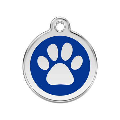medaille identification chien patte bleu fonce