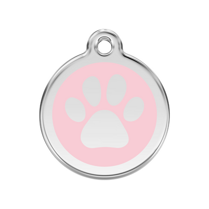 medaille identification chien patte rose clair
