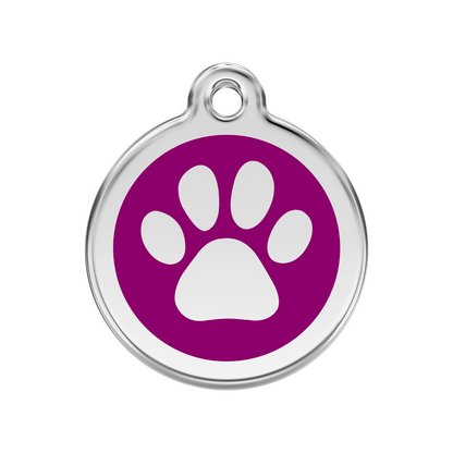medaille identification chien patte violet