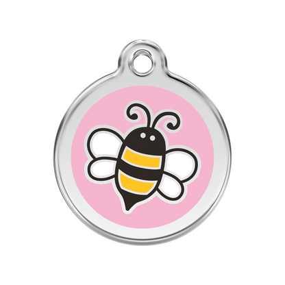 medaille identification chien rose abeille