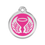 medaille identification chien rose fuschia