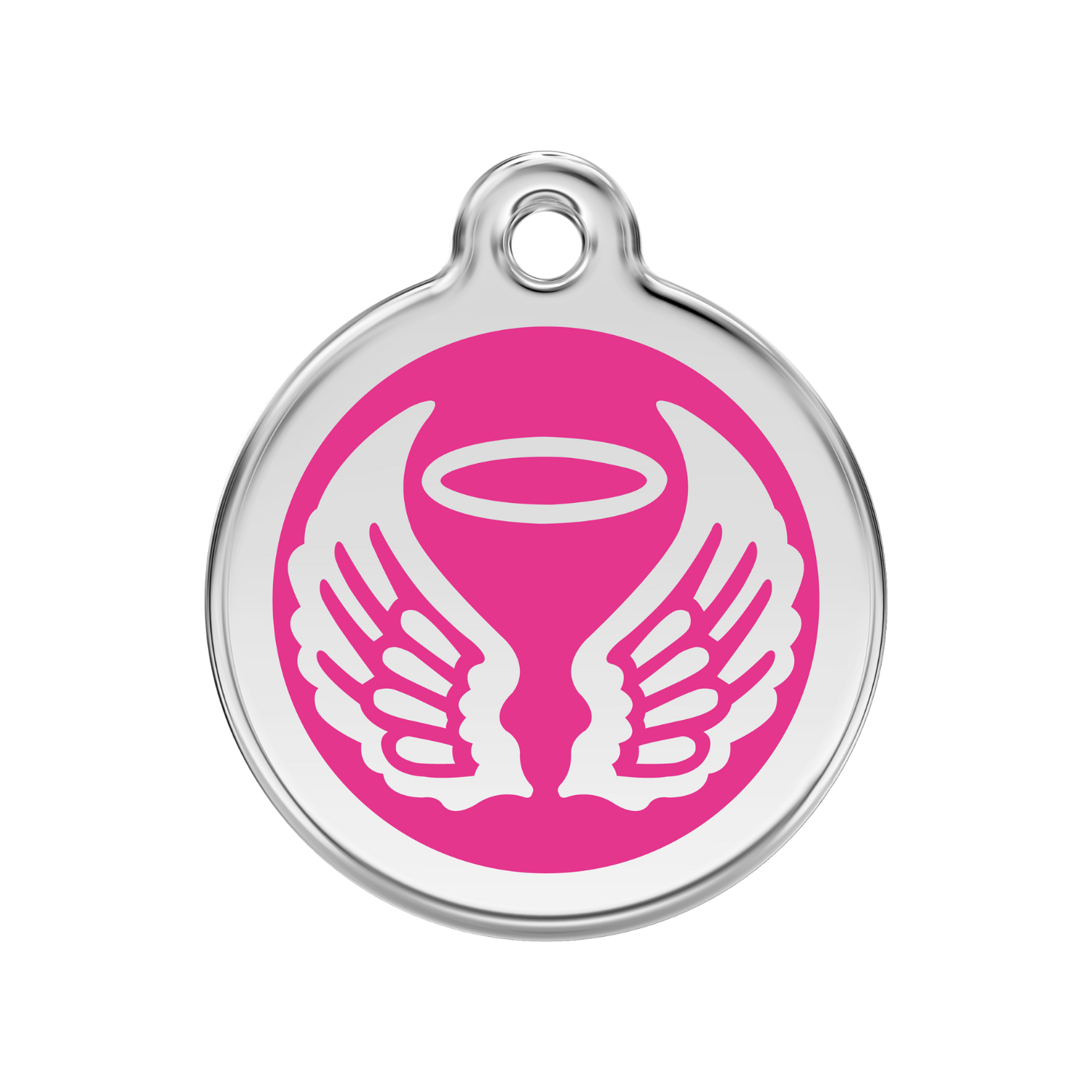 medaille identification chien rose fuschia