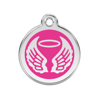 medaille identification chien rose fuschia