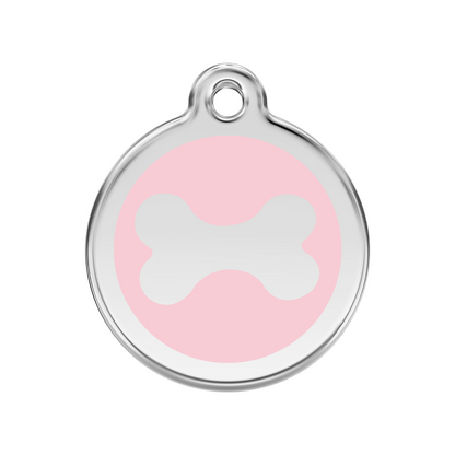 medaille identification chien rose os