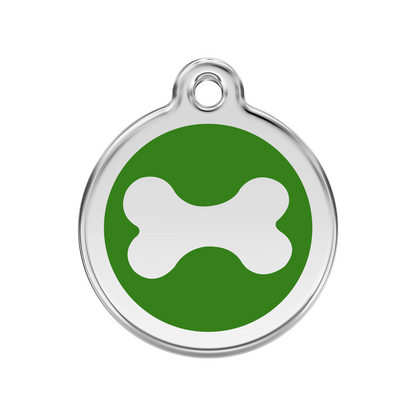medaille identification chien vert os
